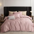 thumbnail image 2 of MooMee Duvet Cover Set Queen 600-TC 100% Extra Long-Staple Cotton Sateen Silky Smooth Luxury (Pale Mauve, 90"x90"), 2 of 7