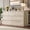 Wood, variant on 53.1" Dresser with 7 Drawer, Wide Dresser with Silent Metal Rails, Handleless Chest of Drawers for Clothes, and Bedding