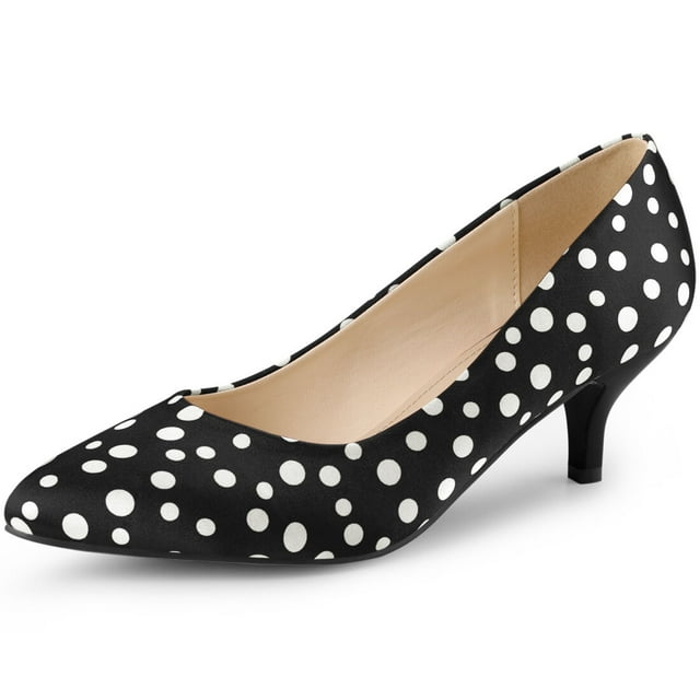 BLISSFUL STEP Women's Pointed Toe Polka Dots Stiletto Heels Pumps