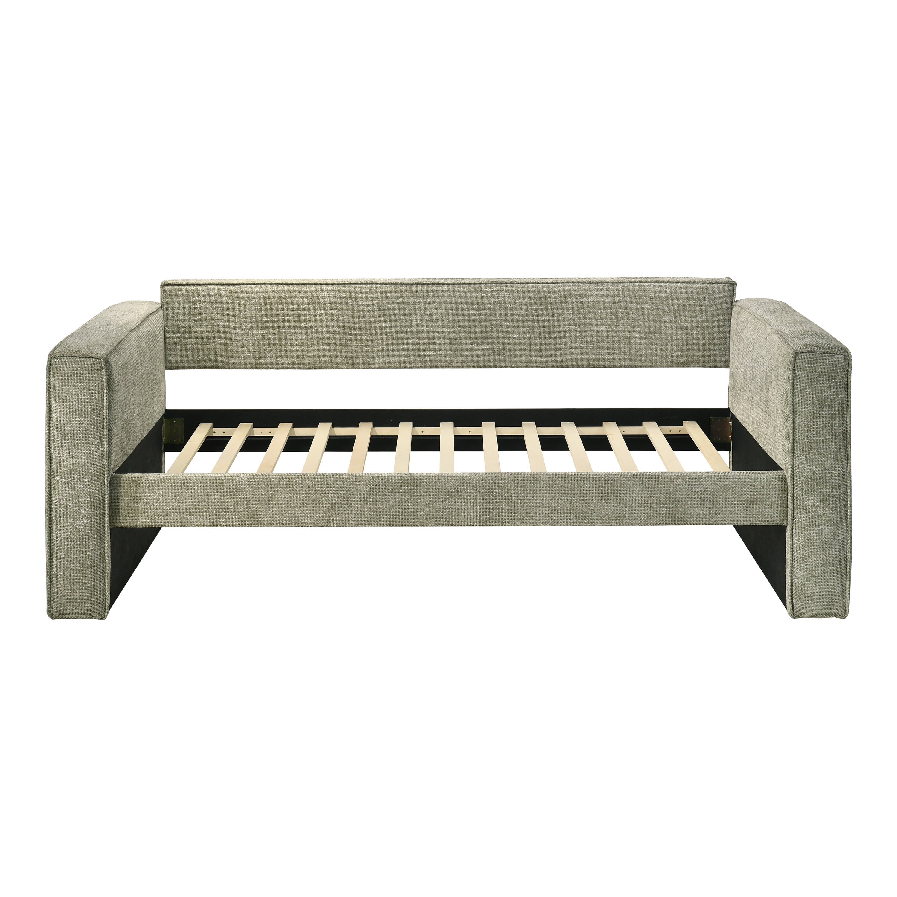 Furniture of America Hearth Fully Fabric Upholstered Square Arm Twin Daybed with Trundle, Light Green