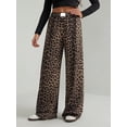 thumbnail image 5 of Women'S Leopard Print Wide-Leg Pants Elastic Waist Y2K Trousers Bottoms Wide-Leg Pants L, 5 of 9