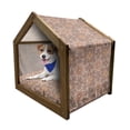 thumbnail image 1 of Ethnic Pet House, Vintage Round Pattern Style Brown Tones Spring Flowers Illustrations, Outdoor & Indoor Portable Dog Kennel with Pillow and Cover, 5 Sizes, Brown Pale Brown, by Ambesonne, 1 of 5