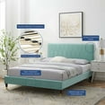 thumbnail image 4 of Platform Bed Frame, King Size, Velvet, Blue, Modern Contemporary Urban Design, Bedroom Master Guest Suite, 4 of 10