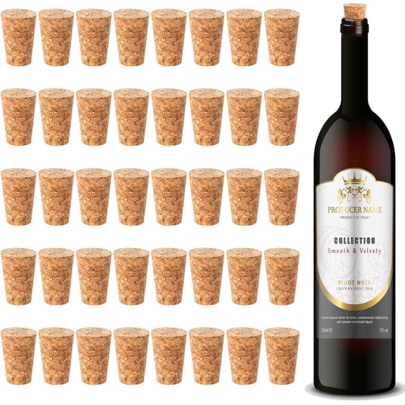 40 Pack Soft Natural Corks, Tapered Cork Plugs for Wine, Beer & Liquor Bottles - DIY Crafts 0.940.671.38 In