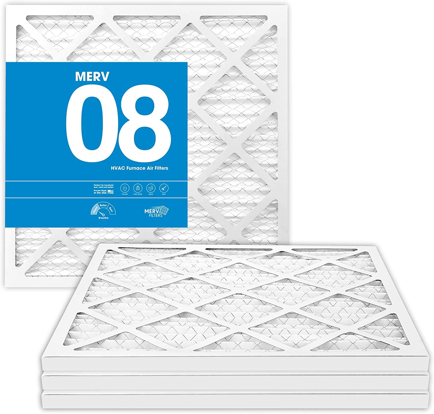 MervFilters, 20x20x1 Air Filter, MERV 8, MPR 600, AC Furnace Air Filter, 4Pack MervFilters, 20x20x1 Air Filter, MERV 8, MPR 600, AC Furnace Air Filter, 4Pack