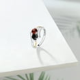 thumbnail image 4 of Gem Stone King 1.50 Ct Round Red Garnet Black Onyx 925 Silver and 10K Yellow Gold Lab Grown Diamond Two Stone Crossover Ring (Size 9), 4 of 5