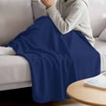 thumbnail image 3 of Navy Blue Pure Color Blanket Soft Cozy Warm Twin Blanket for Bed, Plush Fuzzy Flannel Fleece Blankets for Sofa, Aesthetics Contemporary Luxury Throw Blankets for Couch, Gifts for Men, 60"x80", 3 of 9