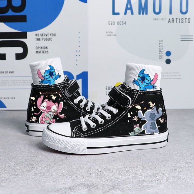 Kawaii Kids Canvas Shoes Disney Cartoon Lilo & Stitch Sport Shoes Children Fashion Print Sneakers Shoes Boys Girls Tennis Shoes32 Gao Jinjia LED