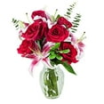 thumbnail image 3 of KaBloom : Fall Collections-Bouquet of 6 Red Roses, 3 Pink Stargazers, 6 Israeli Ruscus, 3 of 5