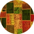 thumbnail image 1 of Ahgly Company Indoor Round Patchwork Yellow Transitional Area Rugs, 6' Round, 1 of 4