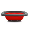 thumbnail image 3 of Collapsible Silicone Vegetable Drain Basket, Rectangle Food Strainer Kitchen Strainer Storage Rack with Retractable Handle for Fruit Vegetable Cleaning (Red), 3 of 5