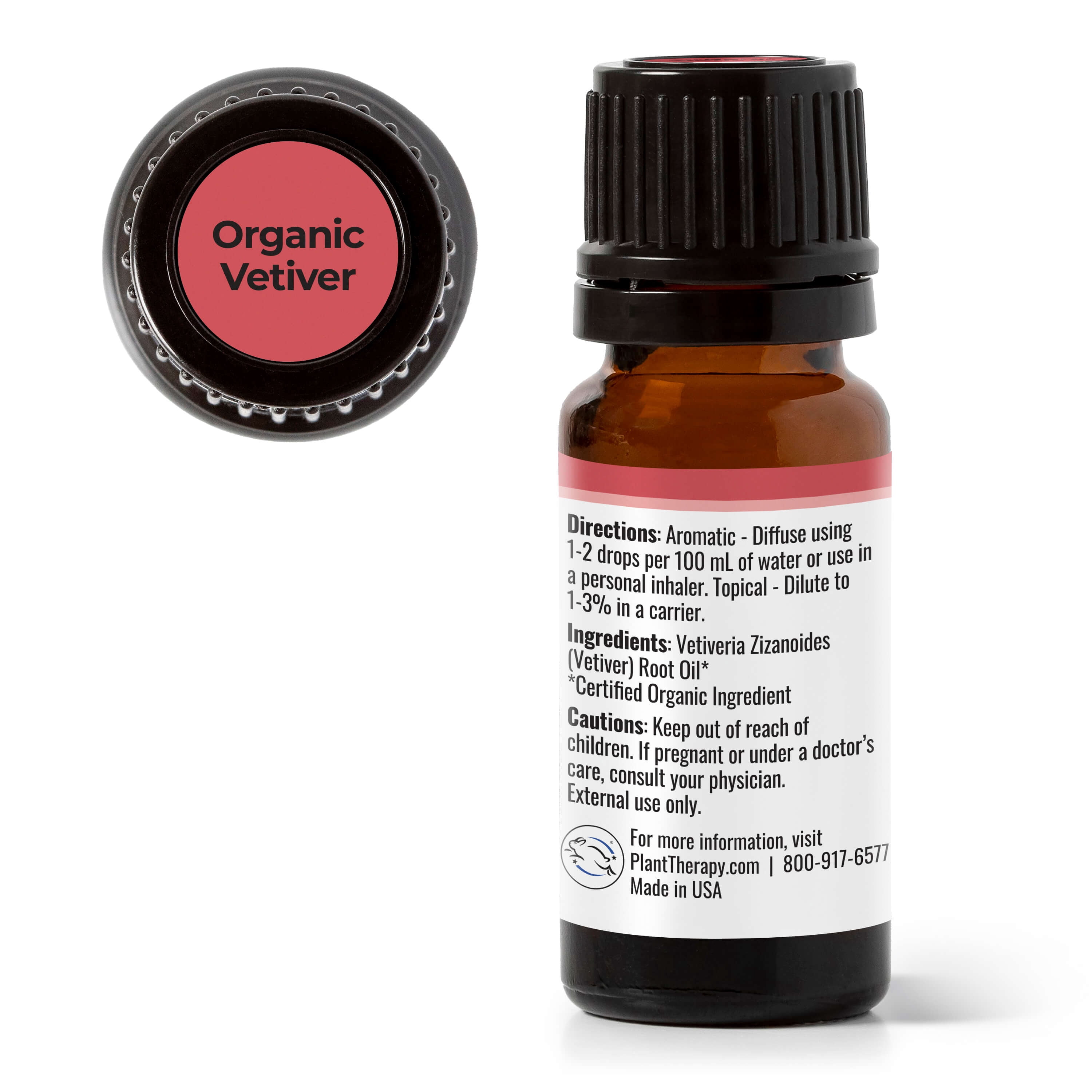 Plant Therapy Organic Vetiver Essential Oil 10 mL (1/3 oz) 100% Pure, Undiluted, Therapeutic Grade