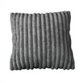 thumbnail image 3 of Home Design Laconia 18"x18" Square Velvet Pillow Covers, Set of 4, Soft Fluffy Striped Design for Sofa, Bedroom, or Living Room, Gray, 3 of 4