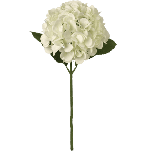 Pack of 3 Cream Hydrangea Artificial Silk Flower Stems, 18” Lifelike Faux Flowers with 7” Blooms