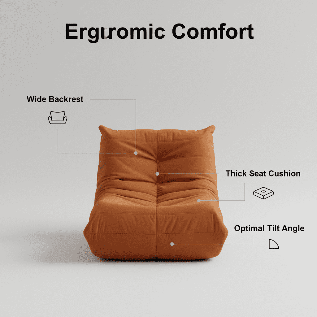 MOONMISS Armless Bean Bag Chairs for Adults,Memory Foam Bean Bag Chair for Living Room Bedroom Office，Orange