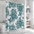 thumbnail image 6 of Teal Green Flower Shower Curtain, Waterproof Shower Curtains for Bathroom, Abstract Vintage Ethnic Floral Washable Fabric Bathtub Curtain Set Bath Decor with 12 Hooks Standard 72"x72", 6 of 8