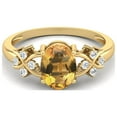 thumbnail image 2 of 925 Argent Vermeil Or 8X6 MM Forme Ovale Citrine Femmes Bague de Fiançailles, 2 of 4