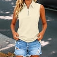 thumbnail image 5 of Womens Summer Tank Tops formal Collared Button Sleeveless Blouse Sleeveless Tops for Women Beige L, 5 of 9