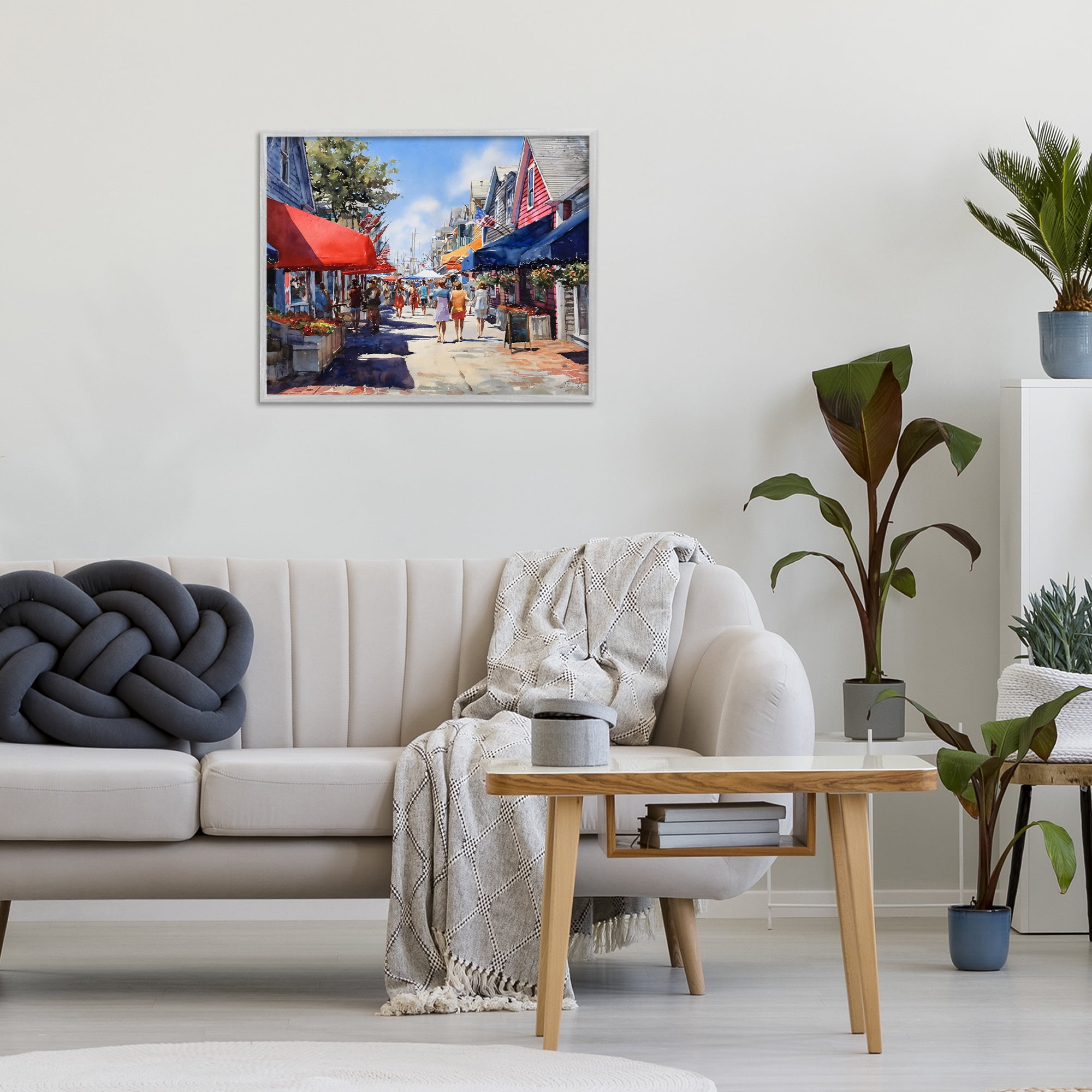 Stupell Industries American Coastal Town Stroll Gray Framed Giclee Art, design by Franklyn Gregory