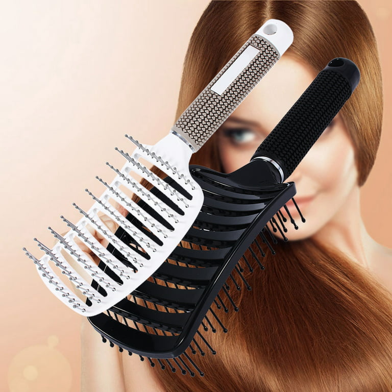 2 Pcs Curved Vented Hair Brushes with Anti Slip Handle for Women