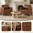 thumbnail image 5 of LAZZO Faux Leather Accent Chair, Mid-Century Modern Armchair with Tufted Seat and Armrests for Living Room and Office, Brown, 5 of 8