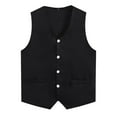 thumbnail image 3 of renvena Kids Button Volunteer Activity Vest Button Up Irregular Hem Waistcoat Sleeveless Waiter Black L, 3 of 5