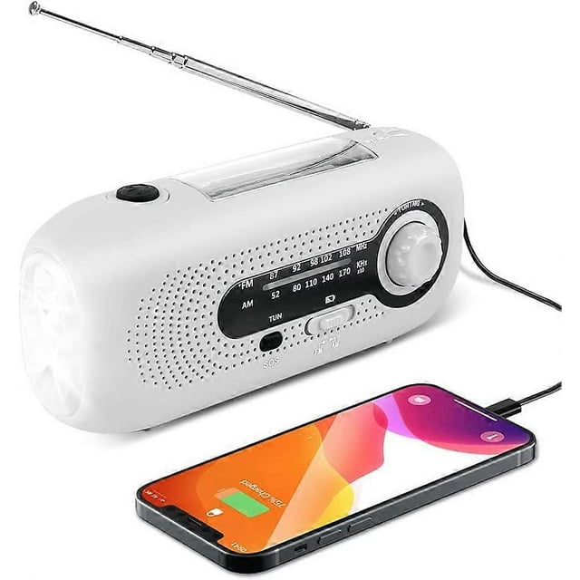Solar Radio, Emergency Hand Crank Solar Powered AM/FM Weather Radio