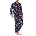 thumbnail image 2 of Lsque Cartoon Dinosaur Pattern Long Sleeve Pajama Set for Men - Soft 2-Piece Sleepwear and Loungewear Set with Pockets, Comfy Nightwear-Medium, 2 of 7