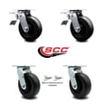 thumbnail image 2 of 6 Inch Polyolefin Caster Set with Ball Bearings 2 Brakes 2 Swivel Locks SCC, 2 of 2