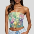 thumbnail image 2 of Summer Tank Top for Women Tube Tops Strapless Bandeau Tank Casual Tunic Sleeveless Shirts Off the Shoulder Floral Graphic Tops, 2 of 7