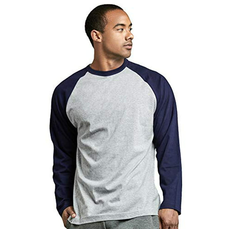 Oliver George Long Sleeve Baseball T-Shirt-MBT002-Navy/Light Grey-S