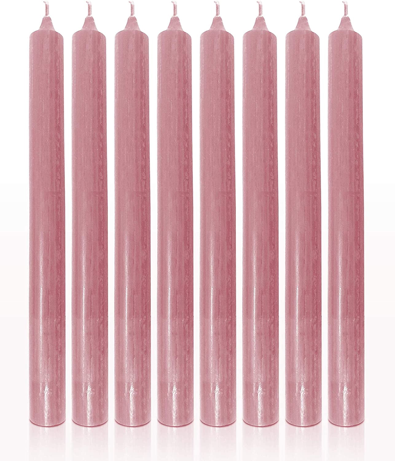 Hyoola 10" Rustic Antique Rose Pink Dripless Dinner Candles Unscented Paraffin Wax with Cotton Wicks, 12-Pack