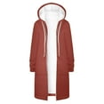 thumbnail image 6 of Women's Hooded Coat Winter Warm Zippered Outerwear Long Cardigan with Drawstring Pockets, 6 of 7
