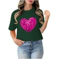thumbnail image 4 of Rciityk Valentines Day Short Sleeve Tops for Women Fashion Casual Round Neck Love Heart Printed Tee Shirt Summer Loose Crew Neck T-Shirt Tops, 4 of 4