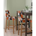thumbnail image 2 of Orange Gray Black Bar Stool Covers Set of 6, Modern Abstract Geometric Plaid Stretch Washable Bar Chair Covers with Backs, Removable Pub Counter Height Chair Cover for Kitchen Dining Room Cafe, 2 of 7