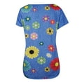 thumbnail image 4 of Babysbule Womens Summer Tops Women's Casual V-Neck Daisy Print Short Sleeve T-Shirt Top, 4 of 5