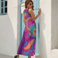 thumbnail image 7 of Vibrant Colorful Paisley Floral Design Art King Size Sleeveless Dress Dresses Summer Women Dresses Clothing Woman Dresses Dress, 7 of 7