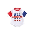 thumbnail image 2 of Baby Summer Romper 4th of July Outfits Letter Embroidery Short Sleeve Newborn Jumpsuit for Toddler Cute Clothes, 2 of 10