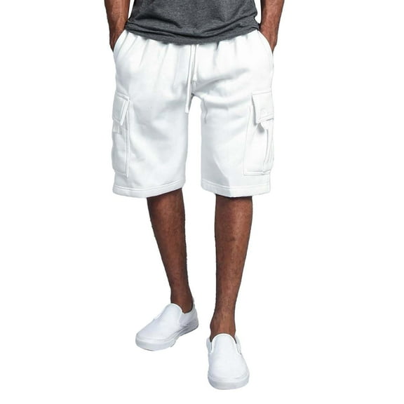 kamemir Men's Shorts Men's Cargo Short with Flex Waistband(White,3XL)