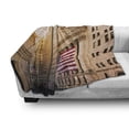 thumbnail image 3 of United States Soft Flannel Fleece Blanket, Famous Wall Street Building New York Stock Exchange with Flags Urban, Cozy Plush for Indoor and Outdoor Use, 50" x 60", Sand Brown Navy Red, by Ambesonne, 3 of 6