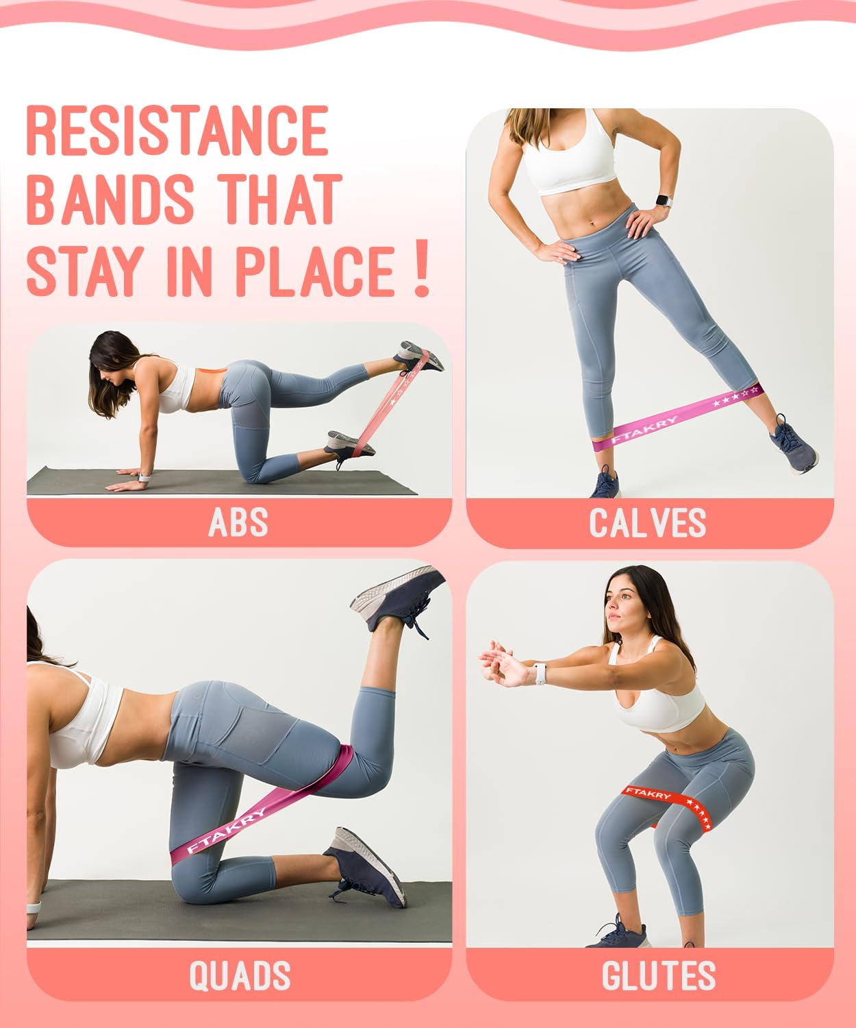 Resistance Bands for Working Out, Exercise Bands with 5 Resistance Levels, Natural Latex Resistance Bands Designed for Home Fitness, Strength Training and Flexibility Exercises