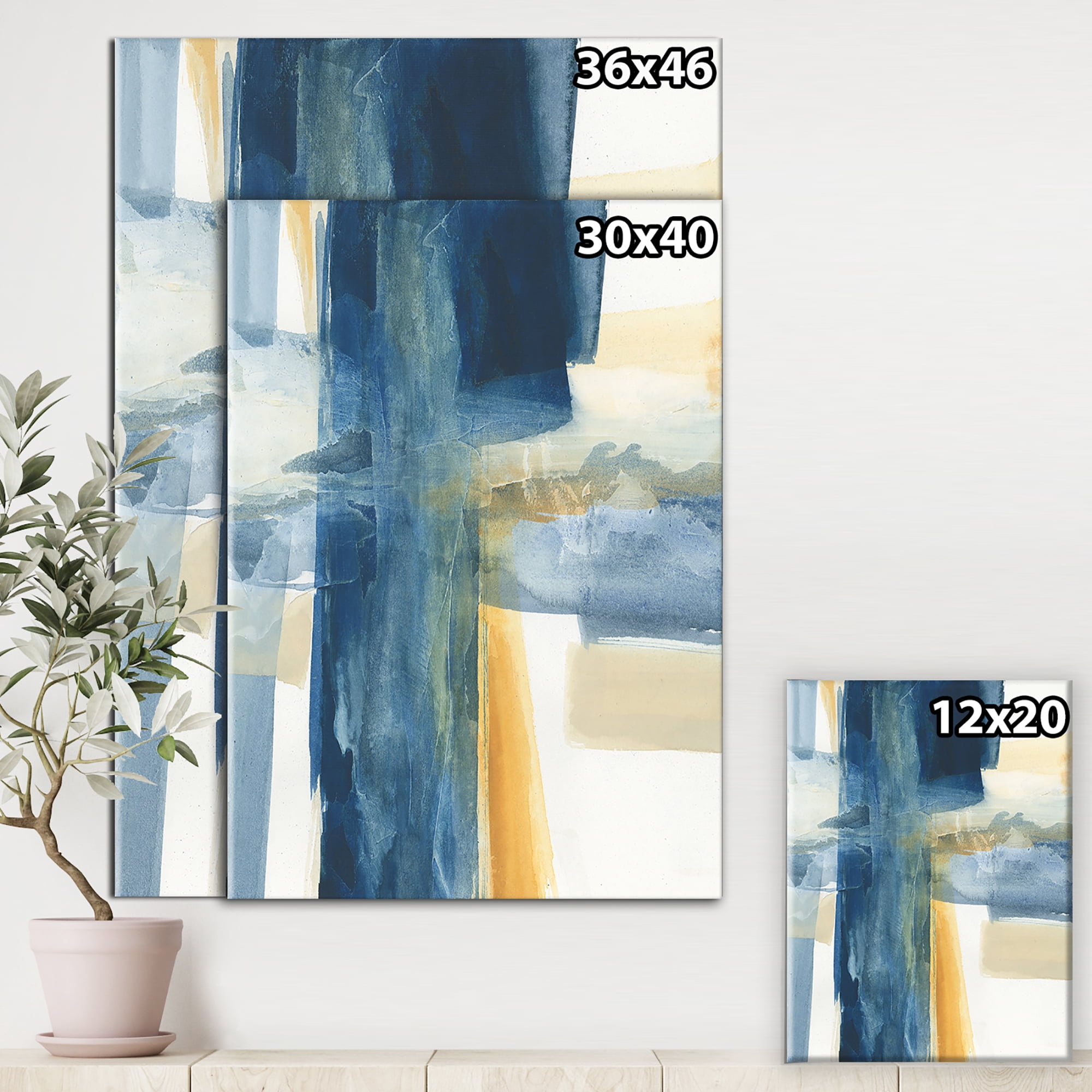 Designart 'Indigo Panel VI' Glam Modern Canvas Artwork