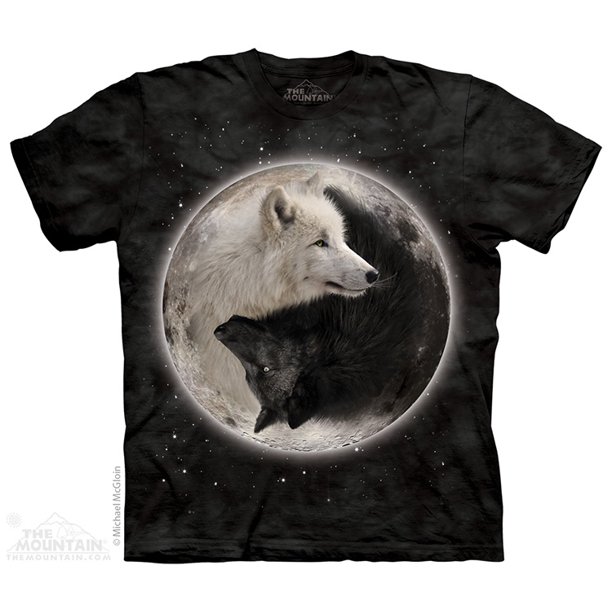 The Mountain - Black Cotton Ying Yang Wolves Design Novelty Adult T ...