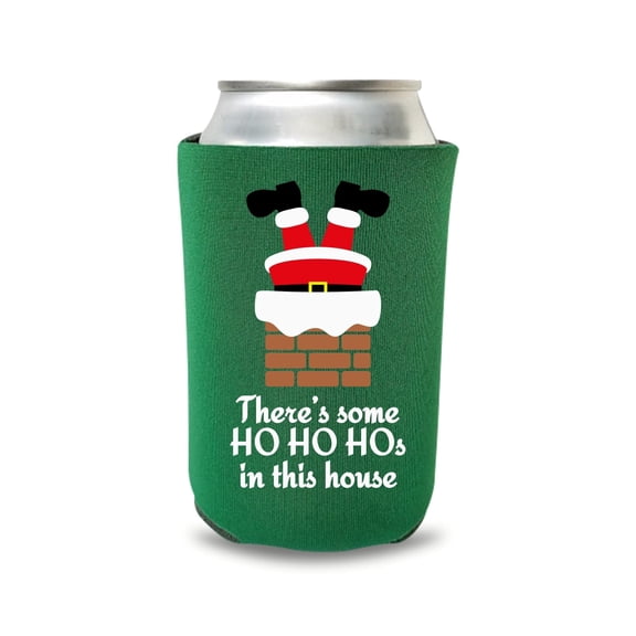 Christmas Can Coolers, Jolly Holiday Design, Holiday Beer Hugger, Christmas Drink Sleeve, Green
