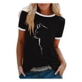 thumbnail image 2 of Honeeladyy Women's New Fashion Cat Print Casual Short Sleeve Top T-shirt womens tops clearance under $5, 2 of 5
