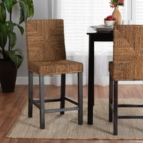Baxton Studio Laymi Modern Bohemian Dark Brown Mahogany Wood and Seagrass Counter Stool