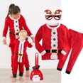 thumbnail image 1 of Conjunto de 2 piezas de pantalones largos para niños, pijamas de Año Nuevo 2025 con estampado de Papá Noel, conjunto de jersey informal para bebé de 2 a 7 años, ropa de dormir navideña, 1 of 5