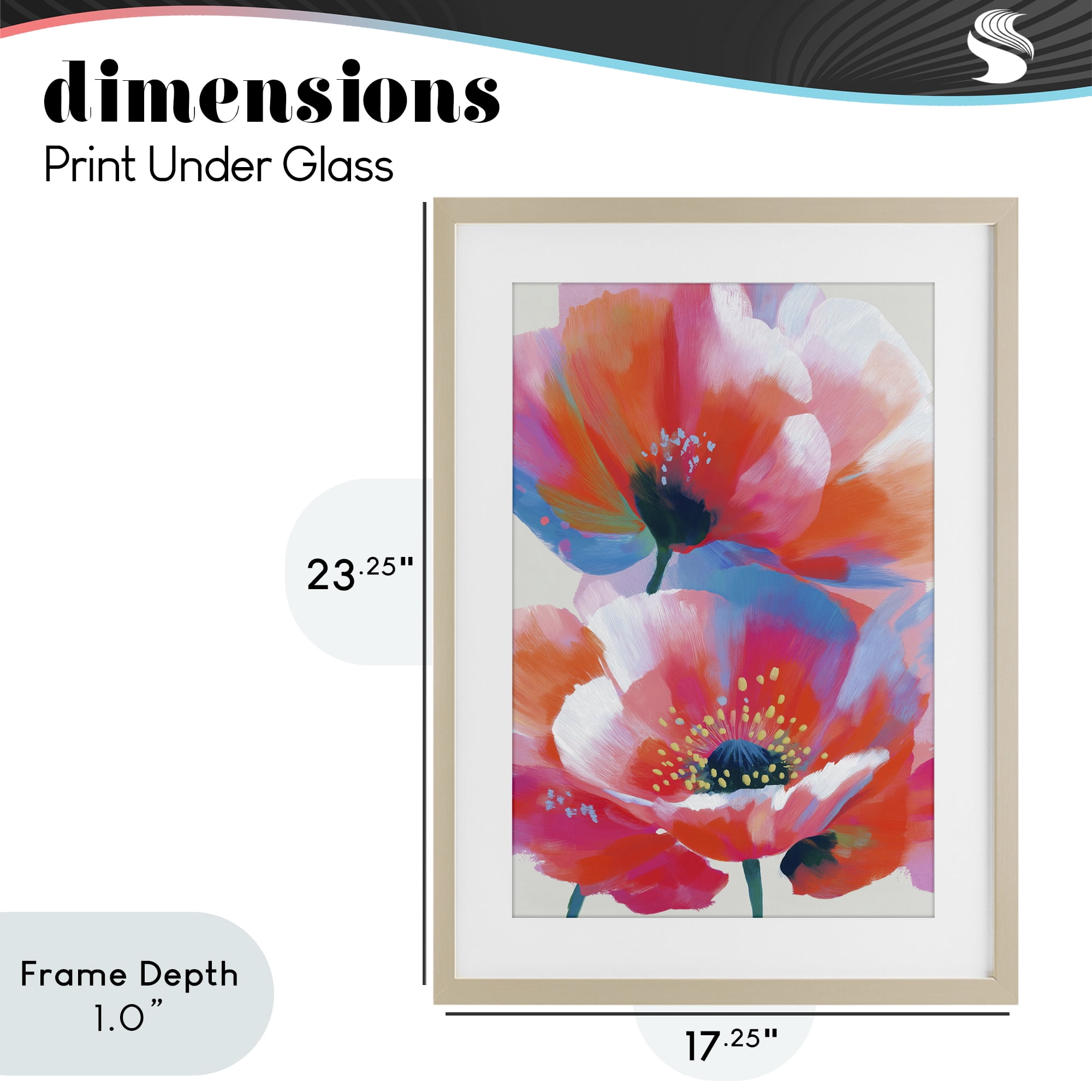 Stupell Industries Poppies in Soft Light Birch Framed Print Under Glass, design by Chromatic Storm Studio