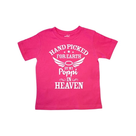 

Inktastic Handpicked for Earth By My Poppi in Heaven with Angel Wings Gift Toddler Boy or Toddler Girl T-Shirt