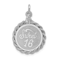 thumbnail image 1 of FB Jewels Sterling Silver Rhodium-plated Sweet Sixteen Disc Charm, 1 of 4